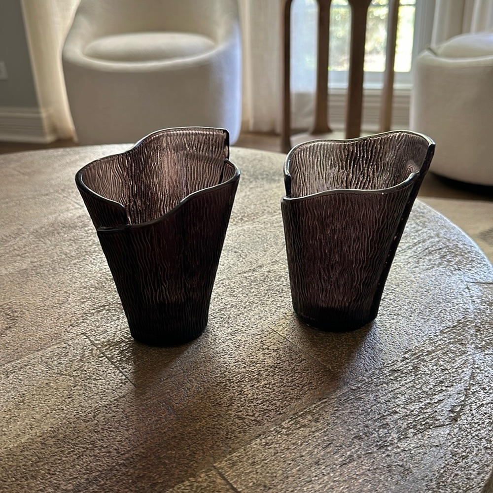 TWO Partylite Sabor Isleno RETIRED Glass Fluted Candle Holder